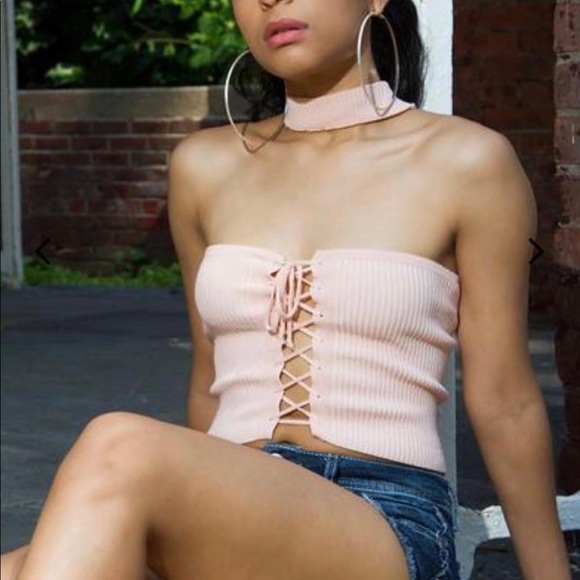 Light Pink Crop Top with Choker 🌸 - Picture 1 of 1